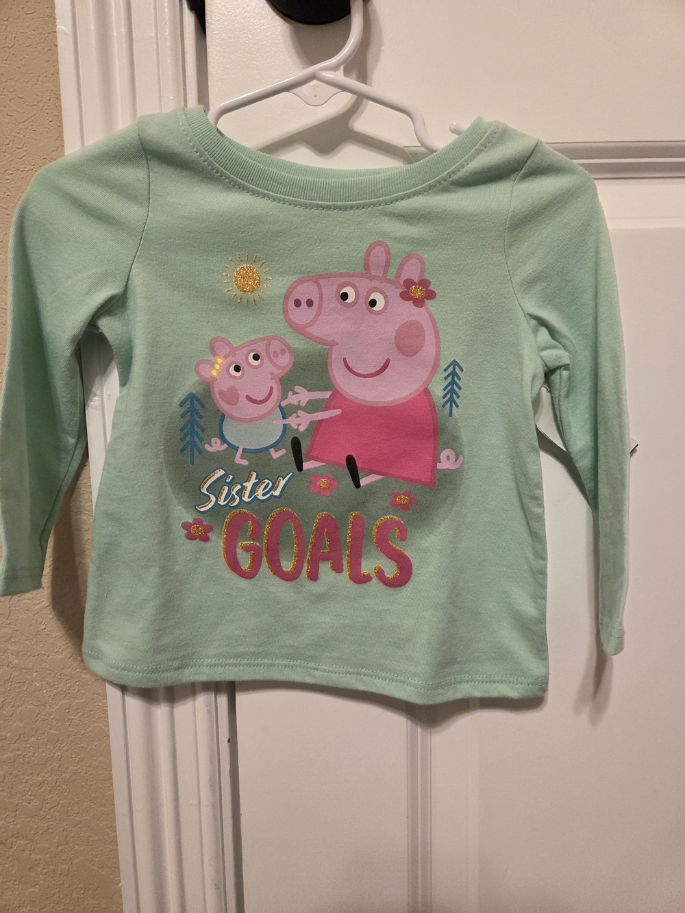 Peppa Pig Mint Green "Sister Goals" Girls Long Sleeve Top
